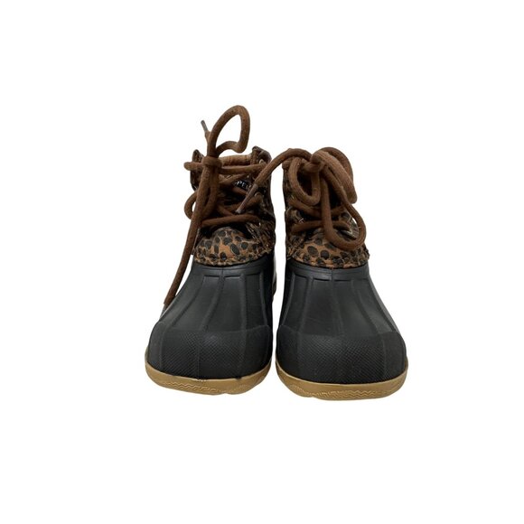 Sperry Girls Leopard Print Duck Boots Rubber Sole Lace-Up Size 8M - Picture 6 of 14